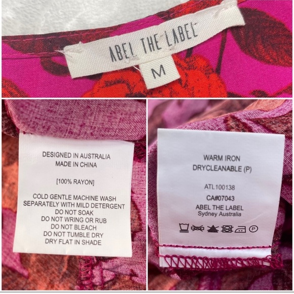 Abel the Label Floral Flutter Sleeve Fucshia Pink Red High Low Maxi Dress Medium - Picture 13 of 15